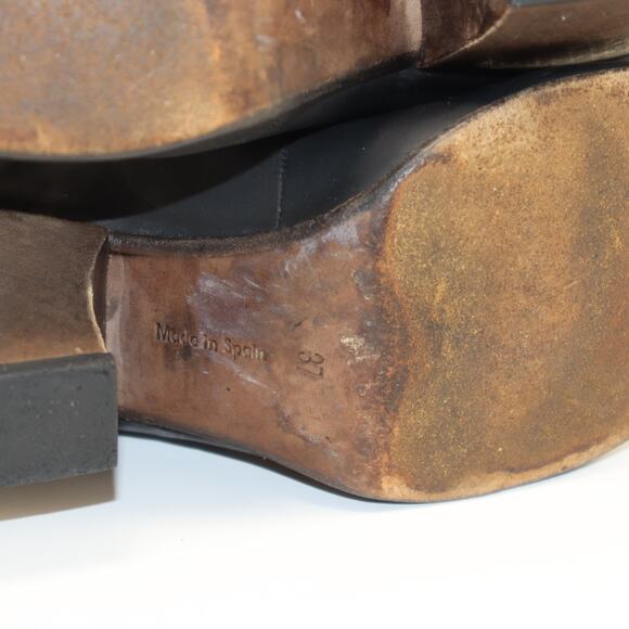 Coclico Black Leather Wedge Ankle Boots Made in Spain Size 37 (US6-6.5) - Picture 6 of 8